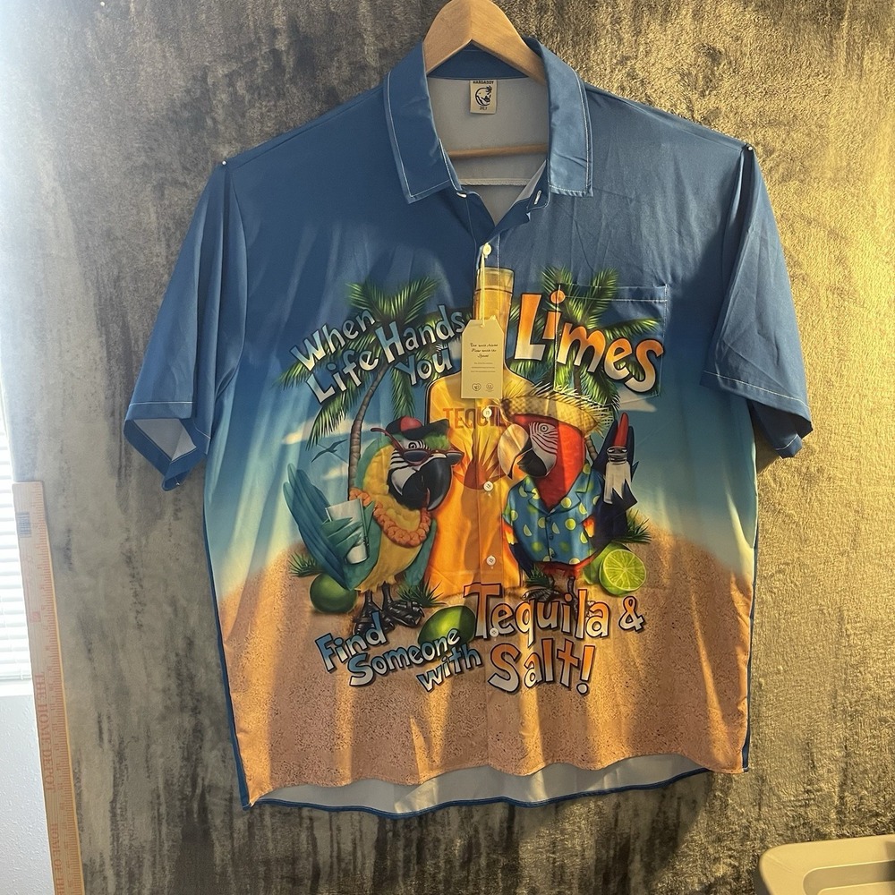 Hardaddy Men's 3XLT Button Short Sleeve Hawaian When Life Hands You Limes Shirt
